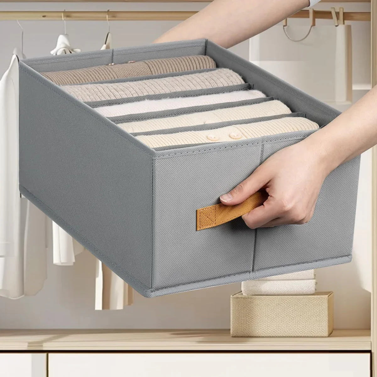 Premium Foldable Clothes Storage Organizer – Pack of 6 | Space-Saving Wardrobe Box