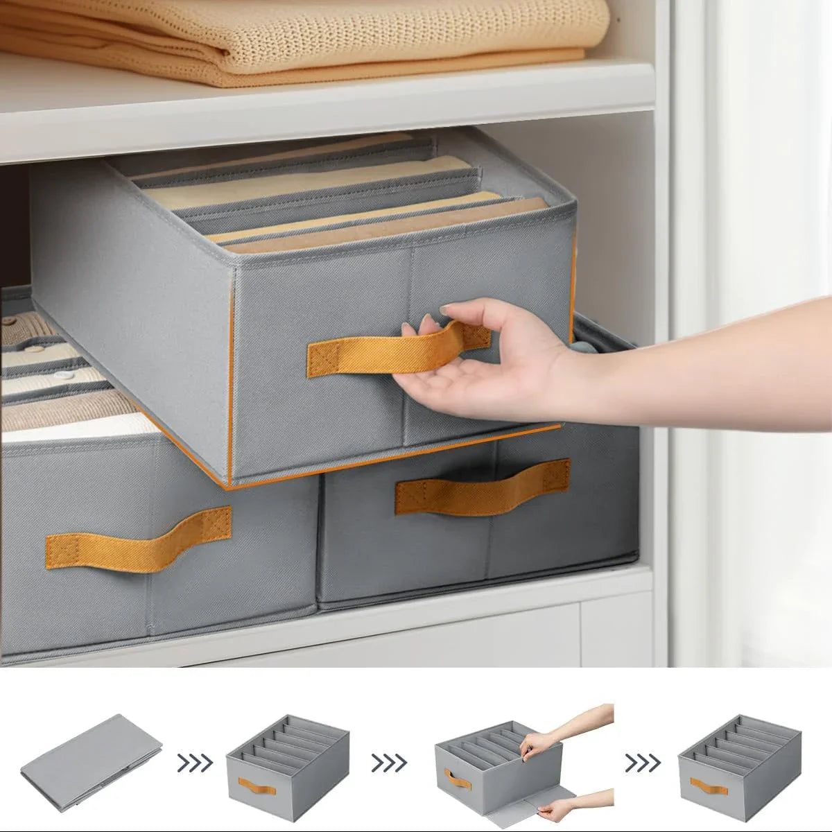 Premium Foldable Clothes Storage Organizer – Pack of 6 | Space-Saving Wardrobe Box